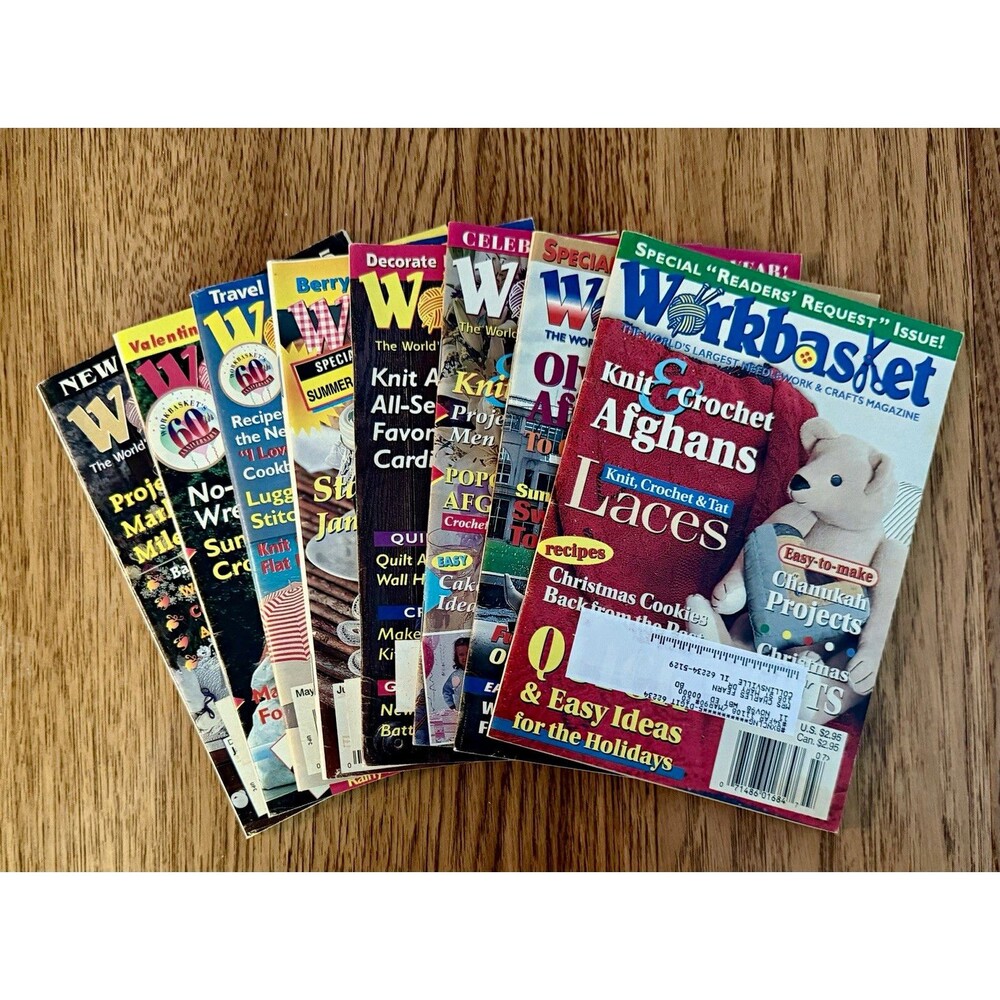 Workbasket Magazine 1995 Lot of 8 Issues Knit Crochet